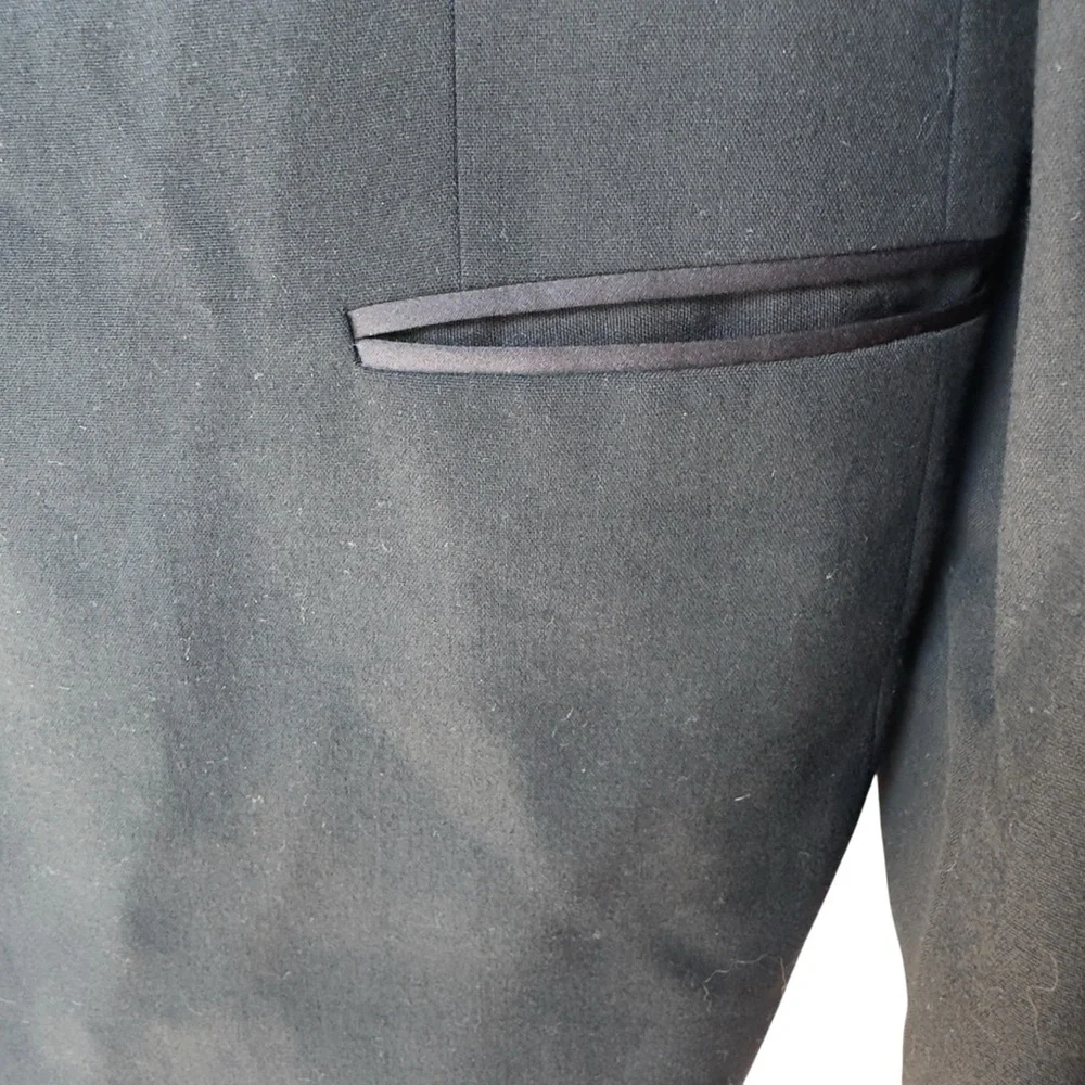 Vintage Christian Dior Monsieur Black Satin Lapel Tuxedo Jacket Blazer 44L‎